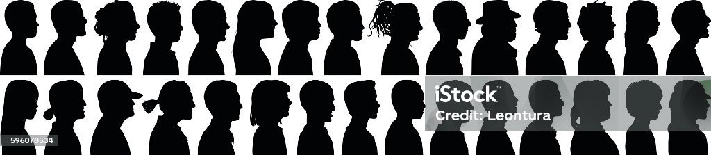 Highly Detailed Heads Detailed head silhouettes. In Silhouette stock vector