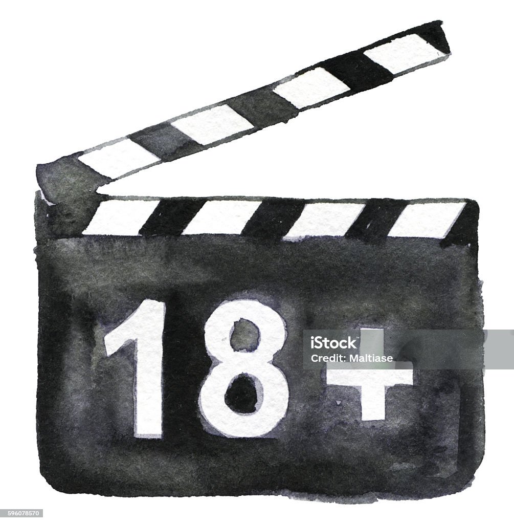 Clapper 18 Watercolor Sketch Of Clapper Board 18 On White Background Stock ...