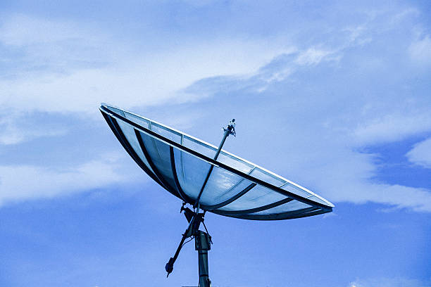 Digital Antenna with Blue sky. stock photo