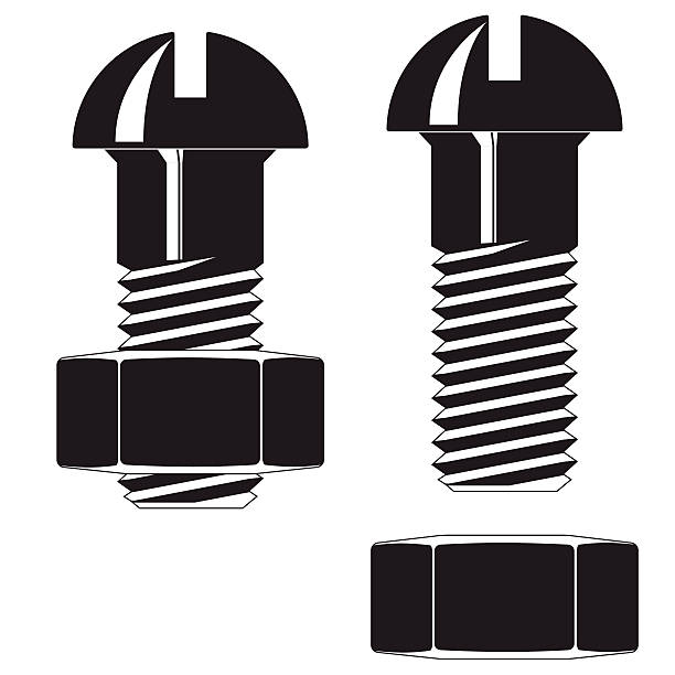 흰색 배경에 고립 된 너트나사. - bolt screw vector threaded stock illustrations