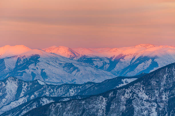 istock Amazing mountain landscape at sunset sky background. 596083796