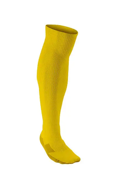 yellow soccer sock isolated on white background