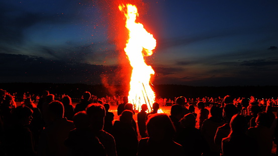 Baierbrunn, Germany - June 27, 2014: Germany-Bavaria. Customs and tradition. Johanis fire at Saint John's Eve.....