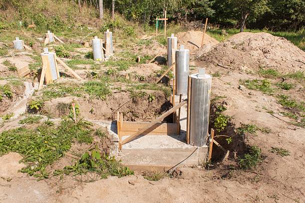 istock Concrete foundations of the house. 596089538
