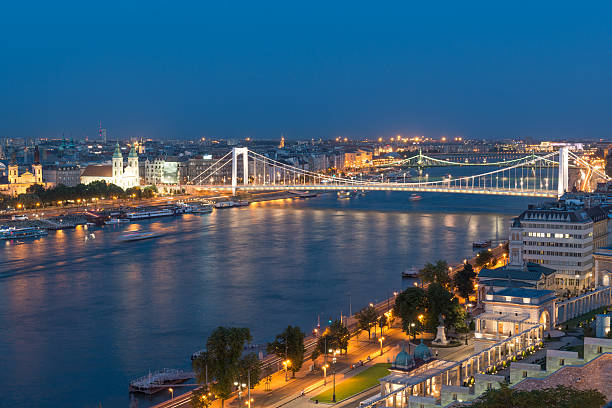 istock Erzsebet Bridge at dusk 596095966