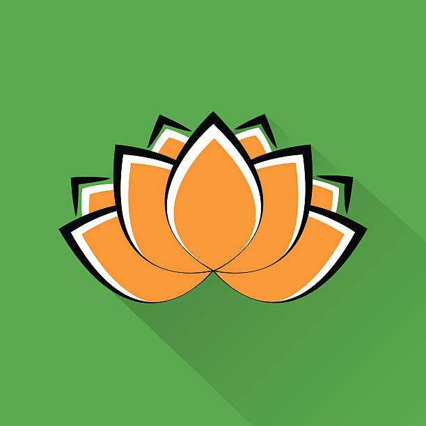 ilustraciones, imágenes clip art, dibujos animados e iconos de stock de flor de loto. colores nacionales indios - silhouette beautiful flower head close up