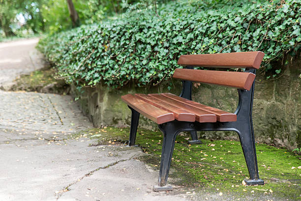 istock Outdoor bench in a quiet place 596339636