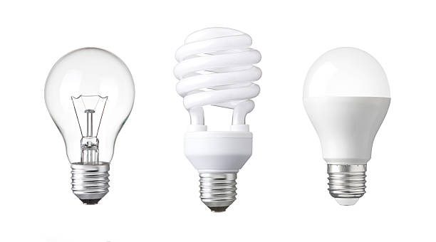 ewolucji żarówki. żarówka wolframu, żarówka fluorescencyjna i żarówka led. - light bulb compact fluorescent lightbulb lamp fluorescent light zdjęcia i obrazy z banku zdjęć