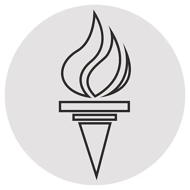 Vector illustration of Burning torch line icon. Vector simple icon