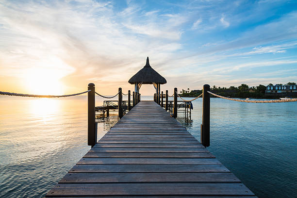 istock Jetty Pavillion Mauritius Island at Sunset Africa 596343154