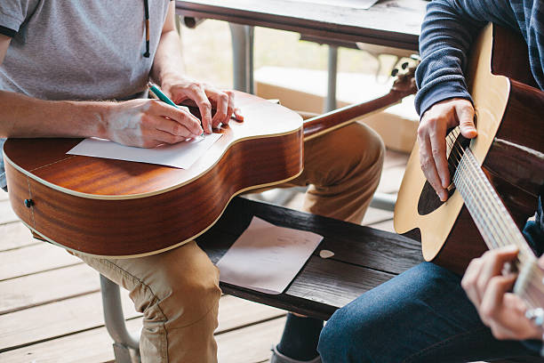 istock Learning to play the guitar. Music education and extra-curricular lessons. 596344570