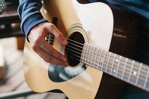 istock Learning to play the guitar. Music education and extra-curricular lessons. 596344676