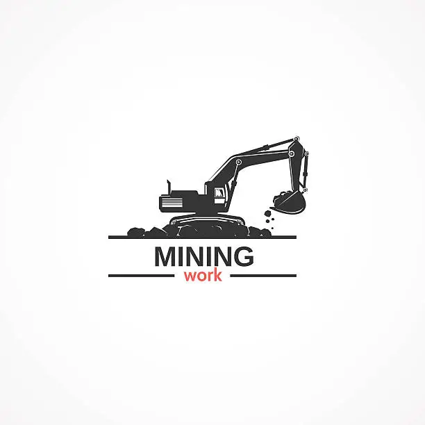 Vector illustration of Mining work.