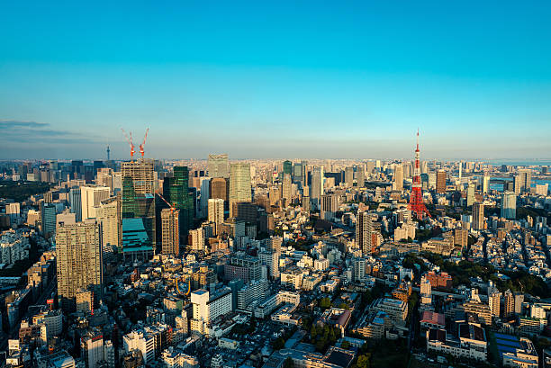 istock Tokyo Tower and skyline at dusk from Roppongi Hills 596346130