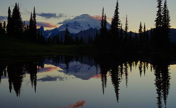 Tahoma Dusk Central Washington's Cascade Range. mt rainier national park stock pictures, royalty-free photos & images