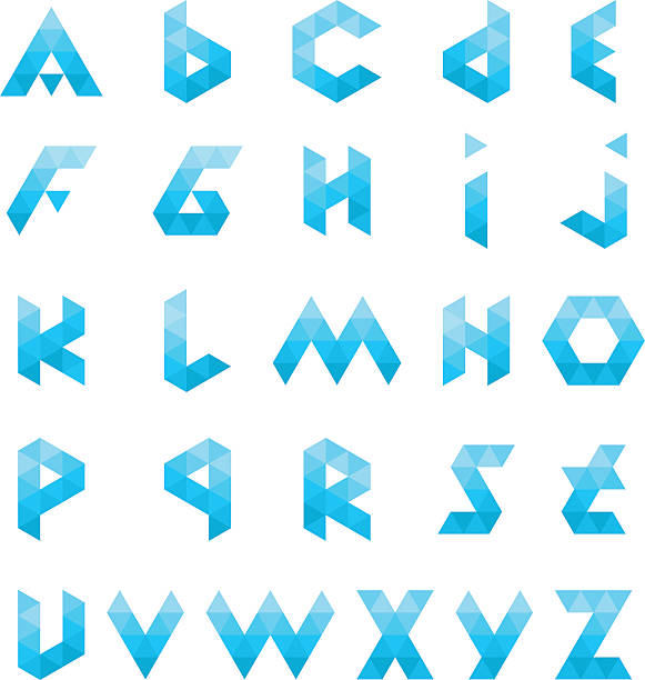 illustrations, cliparts, dessins animés et icônes de logos de lettres polygonales triangle alphabet - letter l letter p letter j letter m