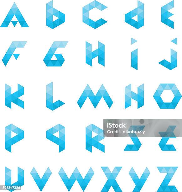 Alphabet Triangle Polygon Letter Logos Stock Illustration - Download Image Now - Alphabet, Letter E, Letter L