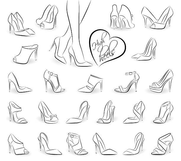 ハイヒールと歩く女性の足を持つ女性の靴 - shoe high heels tall women点のイラスト素材／クリップアート素材／マンガ素材／アイコン素材