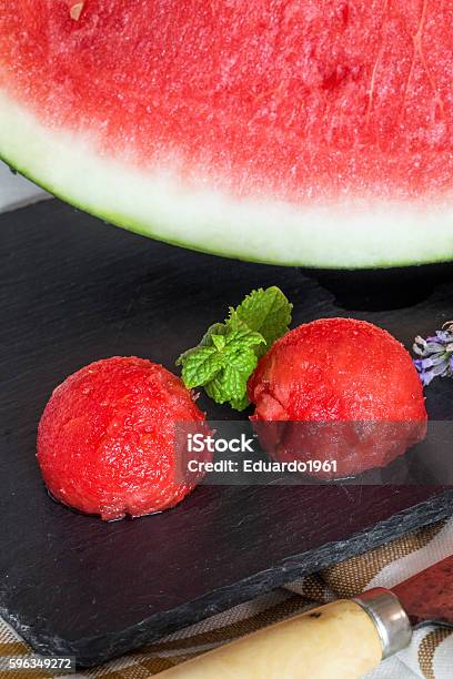 Fresh Watermelon On The Wooden Table Selective Focus Stock Photo - Download Image Now