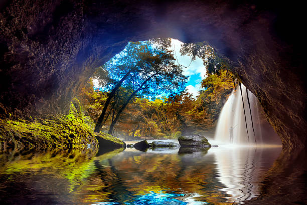 istock The famous waterfall park in Thailand 596351158