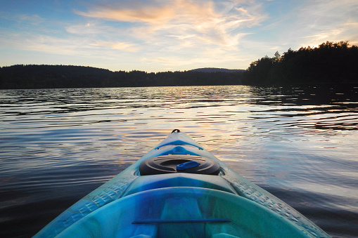 Evening kayaking at the lake.