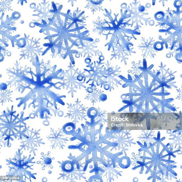 Snowflakes Seamless Pattern Stock Illustration - Download Image Now - Abstract, Backgrounds, Blue