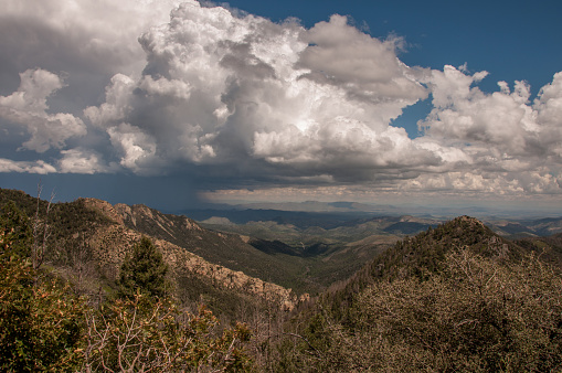 This late August thunderstorm was seen at Emory Pass in the Gila National Forest near Silver City, New Mexico.