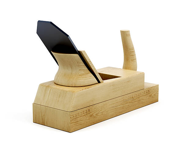 istock Wood plane tool isolated on white background. 3d illustration 596356518