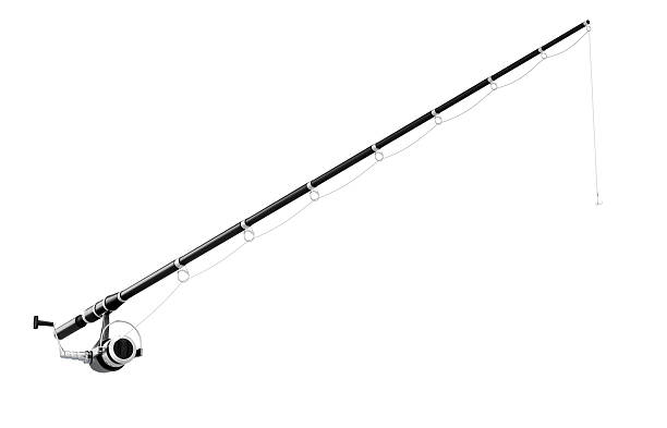 istock Fishing rod spinning isolated on white background. 3d illustrati 596357012