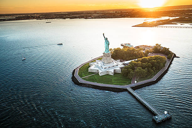 istock statue of liberty aerial view 596357286