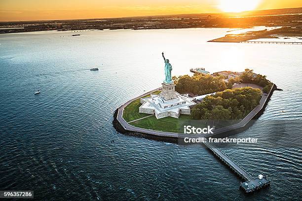 Statue Of Liberty Aerial View Stock Photo - Download Image Now - Statue of Liberty - New York City, Liberty Island, New York City