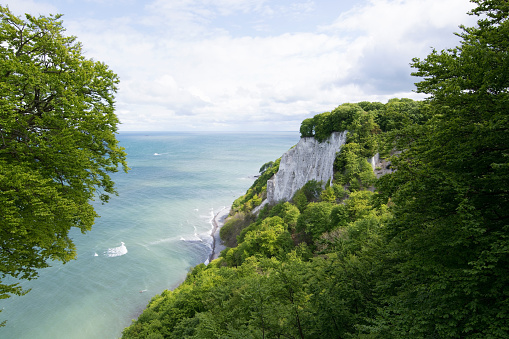 The Koenigsstuhl, Kings Chair, is the best-known chalk cliff on the Stubbenkammer in the Jasmund National Park on the Baltic Sea island of Ruegen.