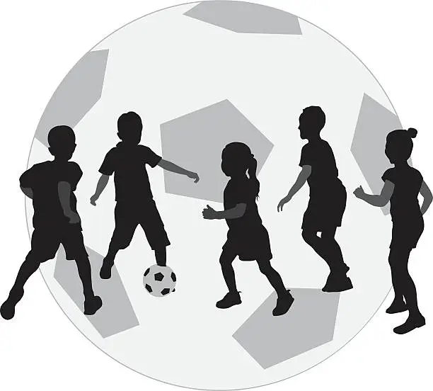 Vector illustration of Kids Playing Football Icon