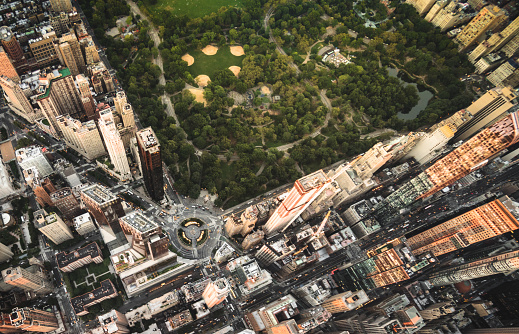 Columbus Circle square in Manhattan from the sky