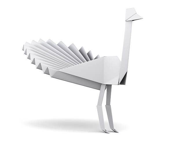 istock White paper peacock isolated on white background.  3d render ima 596359106