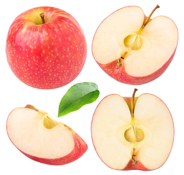istock Collection of isolated red apple pieces 596360410