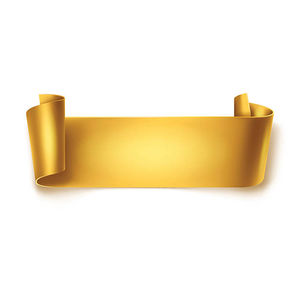 istock Gold detailed curved ribbon isolated on white background. 596362512