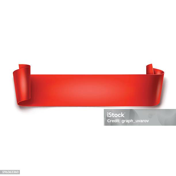 Red Detailed Curved Ribbon Isolated On White Background Stock Illustration - Download Image Now