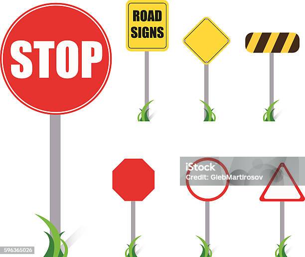 Road Stop Example Vector Set Of Road Signs Stop Vector Illustration Stock Illustration ...
