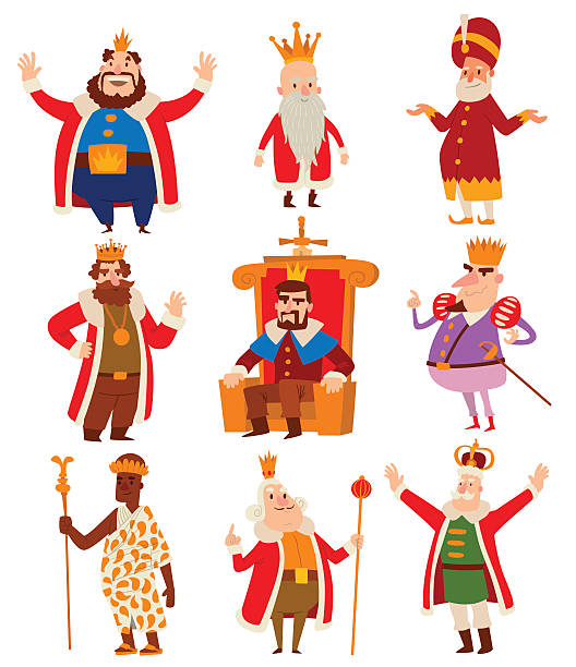 illustrations, cliparts, dessins animés et icônes de kings dessin animé ensemble vectoriel. - empereur
