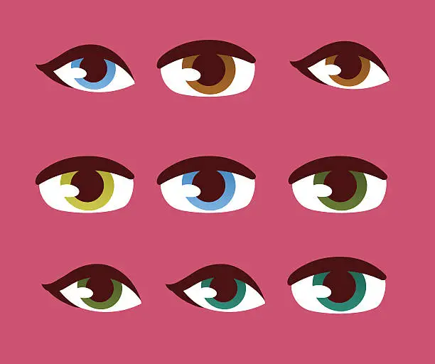 Vector illustration of Human eye vector set.