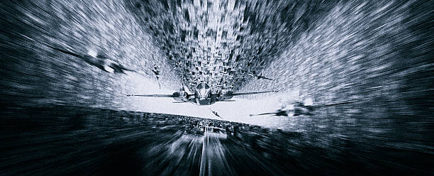 Speeding alien attack ships landing on mother ship.