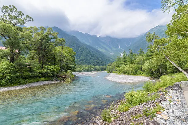 Hotaka Mountain (View from Kappa-bashi Bridge) in Kamikochi, Nagano, Japan