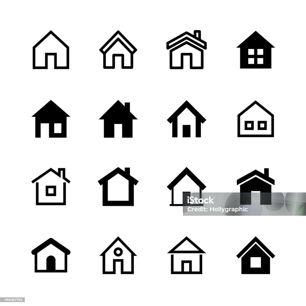 Набор домашних иконок, Главная страница - веб-сайт или символ недвижимости - Векторная графика Иконка роялти-фри