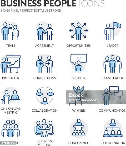 Line Business People Icons Stock Illustration - Download Image Now - Icon Symbol, Leadership, People