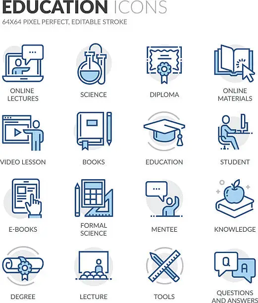 Vector illustration of Line Education Icons