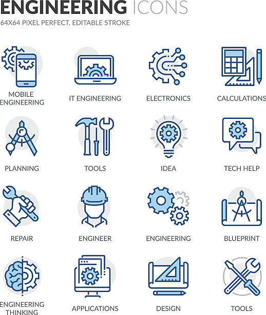 line engineering icons - elektronik stock illustrations