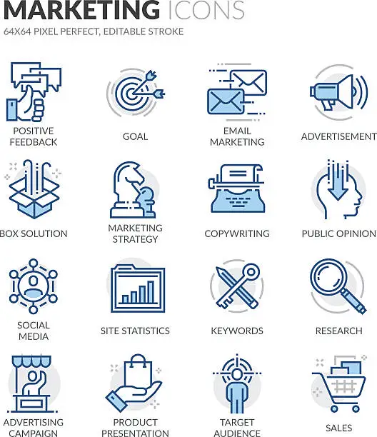 Vector illustration of Line Marketing Icons