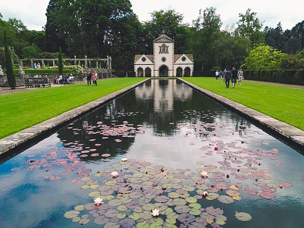 Tal-Y-Cafn, Wales, United Kingdom - June 1, 2016: People relaxing at Bodnant Gardens