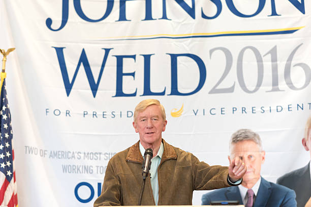 Salt Lake City, UT, USA - August 6, 2016: Governor Bill Weld, the Libertarian party vice-presidential nominee, addresses a Utah campaign rally